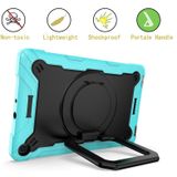 For Samsung Galaxy Tab A10.1 (2019) T510 Contrast Color Shockproof Robot Silicone + PC Case with Wristband Holder(Mint Green + Black)