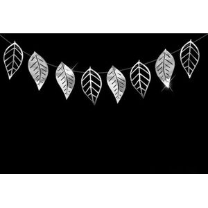 Hollow Flowers Leaves Wall Applique String Decoration Wedding Birthday Party Holiday Decoration  Style:Section D Leaves(Silver)