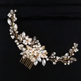 Golden Pearl Headband Tiaras Crystal Rhinestone Bridal Hair Combs Headpiece