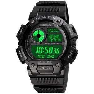 SKMEI 1723 Dual Time LED Digital Display Timing Luminous Electronic Watch(Black)