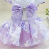 Dog Clothes Small Dog Skirt Spring And Summer Flower Skirt  Size: M(Purple)