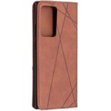 For Samsung Galaxy Note 20 Ultra Rhombus Texture Horizontal Flip Magnetic Leather Case with Holder & Card Slots & Wallet(Brown)