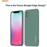 Hat-Prince ENKAY ENK-PC0712 Liquid Silicone Straight Edge Shockproof Protective Case + 0.26mm 9H 2.5D Full Glue Full Screen Tempered Glass Film For iPhone XS / X(Dark Green)