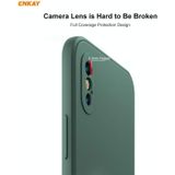 Hat-Prince ENKAY ENK-PC0712 Liquid Silicone Straight Edge Shockproof Protective Case + 0.26mm 9H 2.5D Full Glue Full Screen Tempered Glass Film For iPhone XS / X(Dark Green)