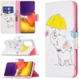 For Samsung Galaxy A82 5G Colored Drawing Horizontal Flip Leather Case with Holder & Card Slots & Wallet(Elephant under the Umbrella)