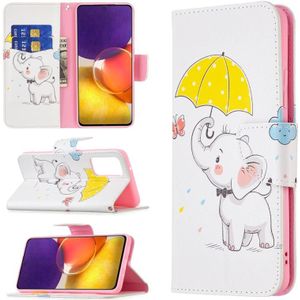 For Samsung Galaxy A82 5G Colored Drawing Horizontal Flip Leather Case with Holder & Card Slots & Wallet(Elephant under the Umbrella)