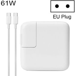 61W Type-C Power Adapter Portable Charger with 1.8m Type-C Charging Cable  EU Plug  For MacBook  Xiaomi  Huawei  Lenovo  ASUS and other Laptops(White)