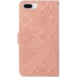 Ethnic Style Embossed Pattern Horizontal Flip Leather Case with Holder & Card Slots & Wallet & Lanyard For iPhone 8 Plus / 7 Plus(Pink)