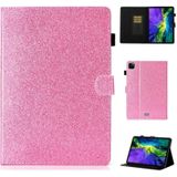 Voor iPad Pro 11 inch 2020 Glitter Left and Right Flat Leather Case met Sleep Function & Card Slot & Buckle Anti-skid Strip en Bracket(Pink)