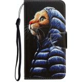 For Samsung Galaxy Note20 Ultra 3D Colored Drawing Horizontal Flip PU Leather Case with Holder & Card Slots & Wallet(Down Jacket Cat)