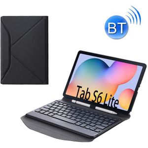 B610 Diamond Texture Triangle Back Holder Splittable Bluetooth Keyboard Leather Case for Samsung Galaxy Tab S6 Lite (Black Black)