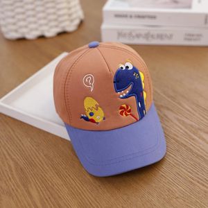 C0310 Cartoon Dinosaur Pattern Spring Children Baseball Cap  Size: 48cm Adjustable(Light Brown)