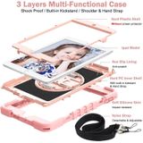 360 Degree Rotation Contrast Color Shockproof Silicone + PC Case with Holder & Hand Grip Strap & Shoulder Strap For iPad mini (2019) / 4(Rose Gold)