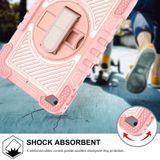 360 Degree Rotation Contrast Color Shockproof Silicone + PC Case with Holder & Hand Grip Strap & Shoulder Strap For iPad mini (2019) / 4(Rose Gold)
