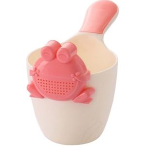 Baby Shampoo Cup Baby Shower Spoon(White Spoon + Pink Frog)