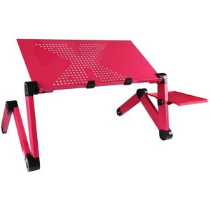 Portable 360 Degree Adjustable Foldable Aluminium Alloy Desk Stand with Mouse Pad for Laptop / Notebook  without CPU Fans(Magenta)