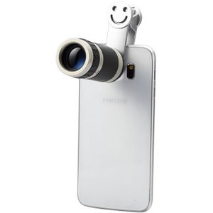 Universal 8x Zoom Telescope Telephoto Camera Lens with Smile Clip  For iPhone  Galaxy  Huawei  Xiaomi  Sony  LG  HTC  Google and other Smartphones(Silver)