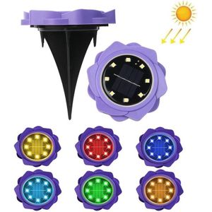 2 PCS 8 LEDs Solar Petals Buried Lamp Waterproof Garden Lawn Light  Specification: Purple Lily (Colorful Light)