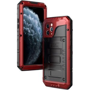 For iPhone 11 Pro Dustproof Shockproof Waterproof Silicone + Metal Protective Case(Red)