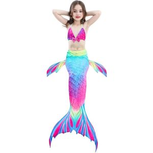3 PCS / Sets Children Swimming Mermaid Tails Bikini Cosplay Mermaid Swimwear  Size: 110(Magenta+Blue)