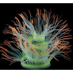 Aquarium Fish Tank Landscaping Decoration Silica Gel Simulation Software Coral Fluorescent Anemone  Size: 100cm(Orange)