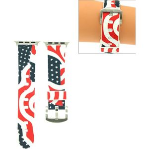 For Apple Watch Series 3 & 2 & 1 42mm Fashion The Old Glory Pattern Silicone Watch Strap(White)