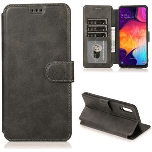 For Samsung Galaxy A50 / A70 Calf Texture Magnetic Buckle Horizontal Flip Leather Case with Holder & Card Slots & Wallet & Photo Frame(Black)