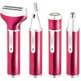 4 In 1  USB Rechargeable Vibrissa Eyebrows Trimmer Body Hair Denuding Machine Set with USB Cable(Purple)