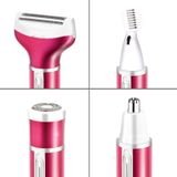 4 In 1  USB Rechargeable Vibrissa Eyebrows Trimmer Body Hair Denuding Machine Set with USB Cable(Purple)