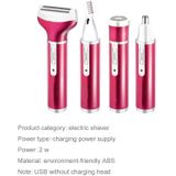 4 In 1  USB Rechargeable Vibrissa Eyebrows Trimmer Body Hair Denuding Machine Set with USB Cable(Purple)