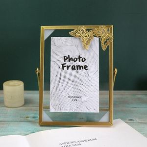 2 PCS Metal Glass Photo Frame Plant Specimen Holder  Size: 6 Inches(Butterfly)