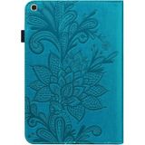 For Samsung Galaxy Tab A 10.1 2019 T510 Lace Flower Embossing Pattern Horizontal Flip Leather Case with Holder & Card Slots & Wallet & Photo Frame(Blue)