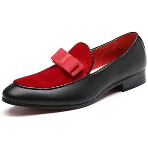 Bowknot trouwjurk mannelijke flats heren casual schoenen  schoenmaat: 46 (rood)