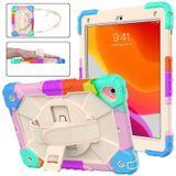 Contrast Color Robot Shockproof Silicon + PC Protective Case with Holder & Shoulder Strap For iPad 9.7 (2018) & (2017) / Air 2 / Air(Colorful Mint)