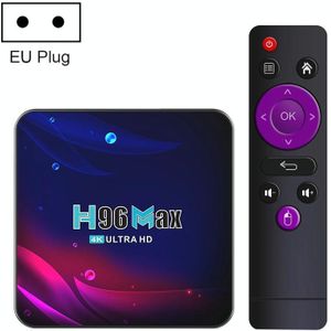 H96 Max V11 4K Smart TV BOX Android 11.0 Media Player wtih Remote Control  RK3318 Quad-Core 64bit Cortex-A53  RAM: 4GB  ROM: 32GB  Support Dual Band WiFi  Bluetooth  Ethernet  EU Plug