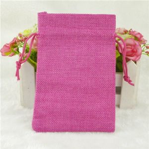 50 PCS Multi size Linen Jute Drawstring Gift Bags Sacks Wedding Birthday Party Favors Drawstring Gift Bags  Size:20x30cm(Rose Red)