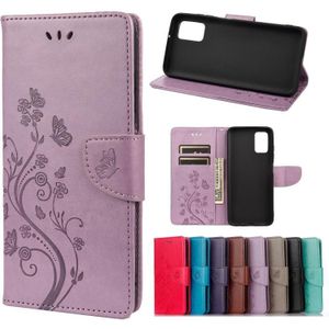 Butterfly Flower Pattern Horizontal Flip Leather Case with Holder & Card Slots & Wallet For Samsung Galaxy A03s(Light Purple)