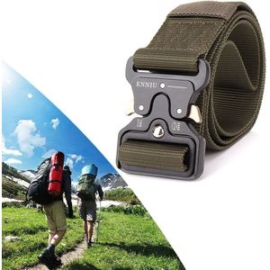 ENNIU 4.5cm Wide Outdoor Casual Nylon Belt Adjustable Multifunction Training Belts for Men (Army Green)
