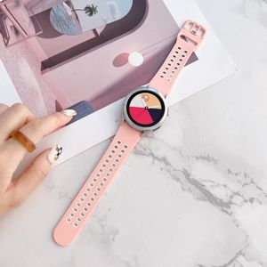 Voor Samsung Galaxy Watch4 44mm Dubbele gespen Tweekleurige siliconen horlogeband (roze wit)