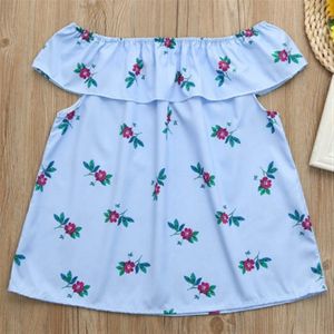 Summer Print Sleeveless Sling T-Shirt for Children  Size:90CM(Blue)