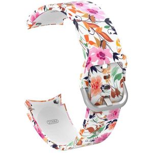 For Samsung Galaxy Watch4 / Watch4 Classic Silicone Printing Replacement Strap Watchband(White Background Flowers)