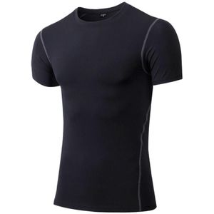 Stretch Quick Dry Tight T-shirt Training Bodysuit (Kleur: Zwart Formaat:XXL)