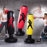 Thickened Fitness Adult Children Vertical Inflatable Non-Tumbler Boxing Column Inflatable Venting Angry Boxing Sandbag  Specification: Height 160cm(Black)