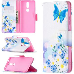 For Nokia 2.4 Colored Drawing Pattern Horizontal Flip Leather Case with Holder & Card Slots & Wallet(Butterflies Love Flower)