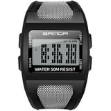 SANDA 222 Men Sports Outdoor Mountaineering Digital Electronic Watch Square Multi functional Waterproof Watch(White)