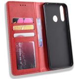 Magnetic Buckle Retro Crazy Horse Texture Horizontal Flip Leather Case for Wiko View3  with Holder & Card Slots & Photo Frame(Red)