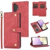 For Samsung Galaxy A32 5G PU + TPU Horizontal Flip Leather Case with Holder & Card Slot & Wallet & Lanyard(Wine Red)