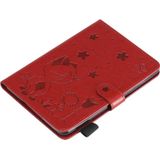 For Amazon Kindle Paperwhite 4 (2018) / 3 / 2 / 1 Cat Bee Embossing Pattern Shockproof Table PC Protective Horizontal Flip Leather Case with Card Slots & Wallet & Pen Slot & Sleep / Wake-up Function(Red)