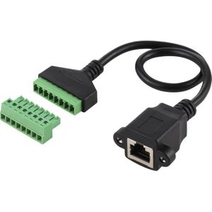 RJ45 Female Plug to 8 Pin Pluggable Terminals Solder-free USB Connector Solderless Connection Adapter Cable  Length: 30cm