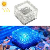 Solar Powered Square Tempered Glass Outdoor LED Buried Light Garden Decoration Lamp IP55 Waterproof?Size: 7 x 7 x 5cm (Blue Light)